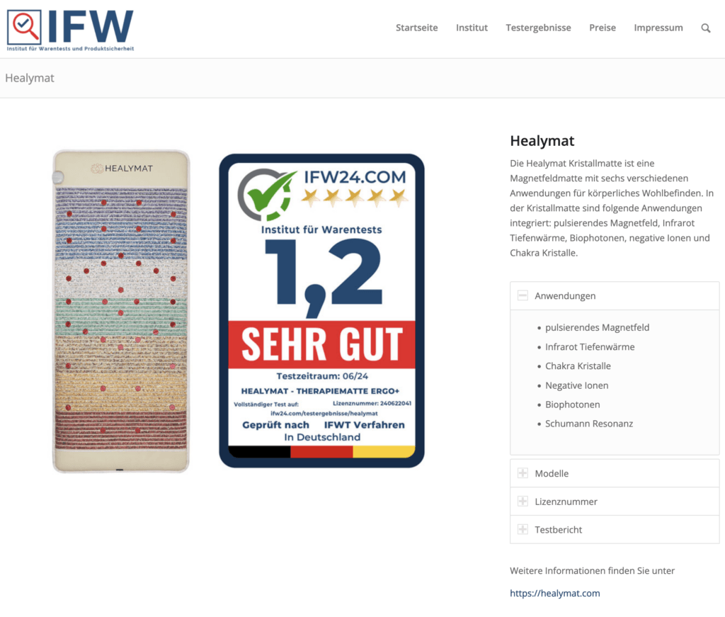 Welche Kristallmatte ist Testsieger? Testieger Healymat